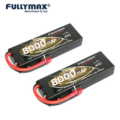 πακέτα μπαταριών Rc συνήθειας μπαταριών 8000mah 7.4V 45C 2s Lipo με το βούλωμα κοσμητόρων Τ