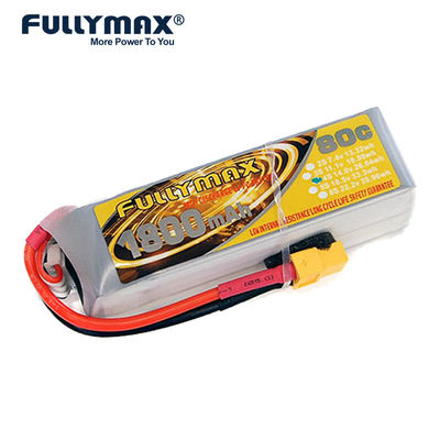 μπαταρίες 14.8v 4s 1800mah Lipo για το ελαφρύ βούλωμα αεροπλάνων 80c Xt60 Rc