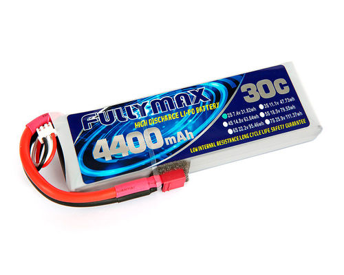 Η μπαταρία λι-po FULLYMAX συσκευάζει 30C 4400mAh 2S 7.4V με το βούλωμα Τ για το αεροπλάνο Heli φορτηγών βαρκών αυτοκινήτων RC