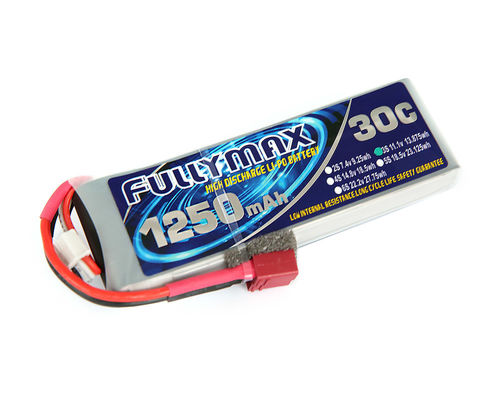 Μπαταρία 30C 1250mAh 3S 11.1V LiPo βουλωμάτων Τ για το εσωτερικό αργό αεροπλάνο ιπτάμενων RC Aerobatic